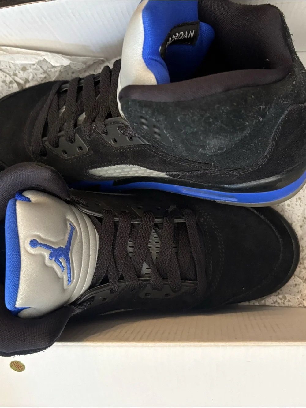 Jordan Black and Royal Blue High-Top Sneakers